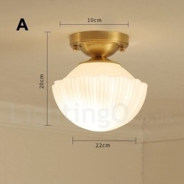 Rustikale Deckenleuchten im nordischen Stil im Lodge-Stil aus reinem Messing mit Glasschirm