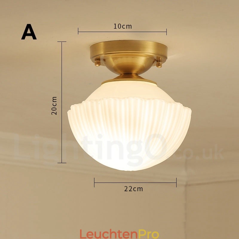 Rustikale Deckenleuchten im nordischen Stil im Lodge-Stil aus reinem Messing mit Glasschirm