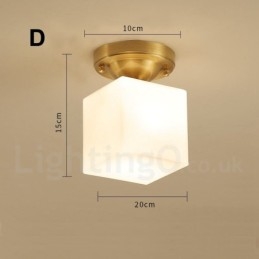 Rustikale Deckenleuchten im nordischen Stil im Lodge-Stil aus reinem Messing mit Glasschirm
