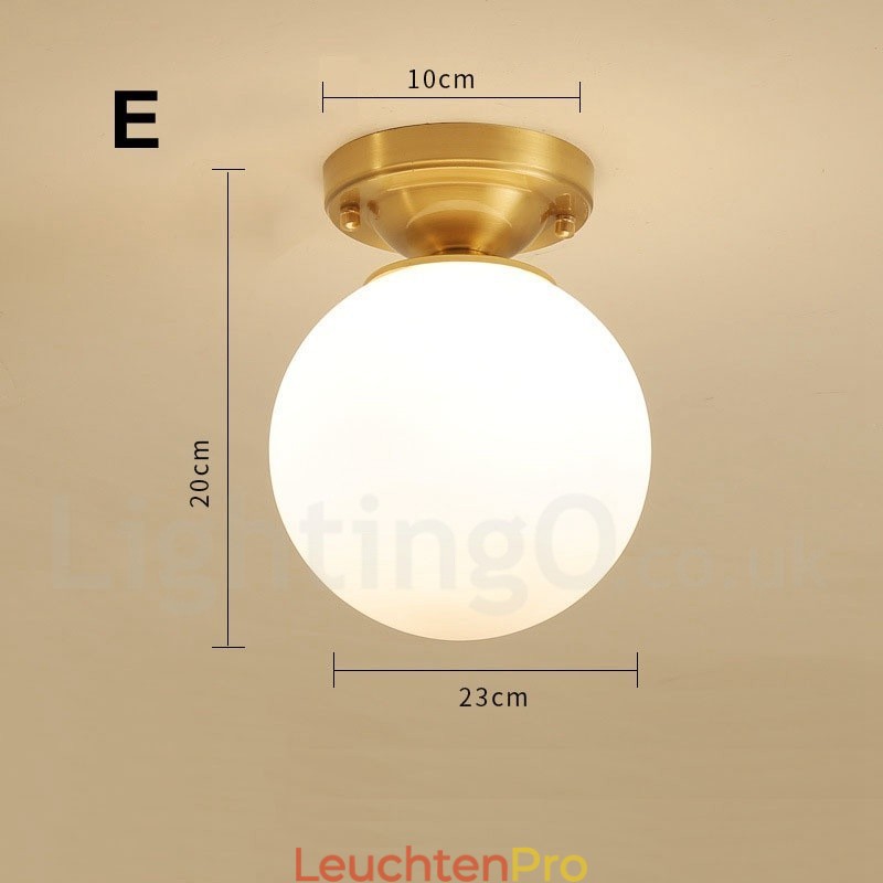Rustikale Deckenleuchten im nordischen Stil im Lodge-Stil aus reinem Messing mit Glasschirm