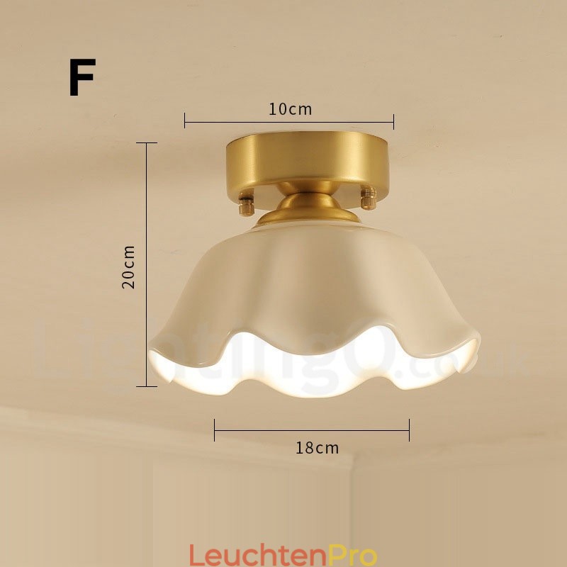 Rustikale Deckenleuchten im nordischen Stil im Lodge-Stil aus reinem Messing mit Glasschirm