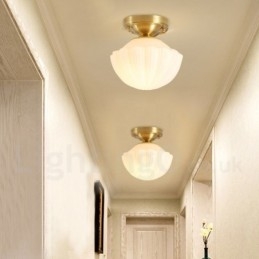 Rustikale Deckenleuchten im nordischen Stil im Lodge-Stil aus reinem Messing mit Glasschirm
