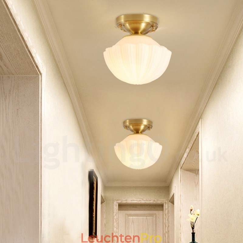 Rustikale Deckenleuchten im nordischen Stil im Lodge-Stil aus reinem Messing mit Glasschirm