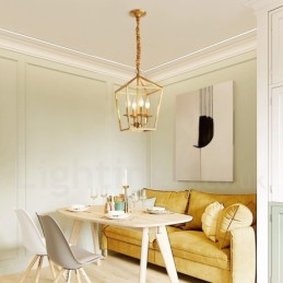 Rustikale Pendelleuchte im nordischen Lodge-Stil aus reinem Messing