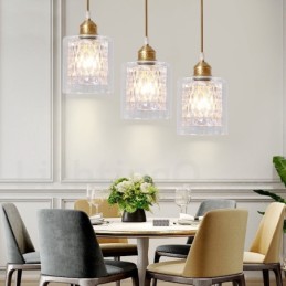 Hängeleuchte im rustikalen Lodge-Stil aus reinem Messing mit Glasschirm