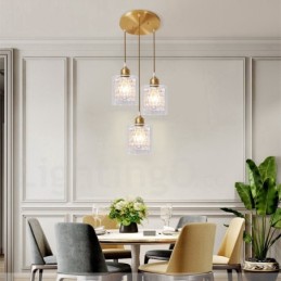 Hängeleuchte im rustikalen Lodge-Stil aus reinem Messing mit Glasschirm