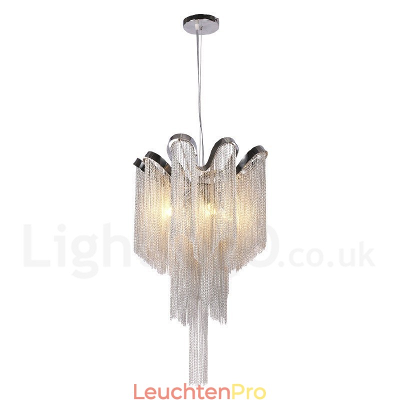 Aluminium Quasten Kronleuchter Designer Pendelleuchte Silber Farbe