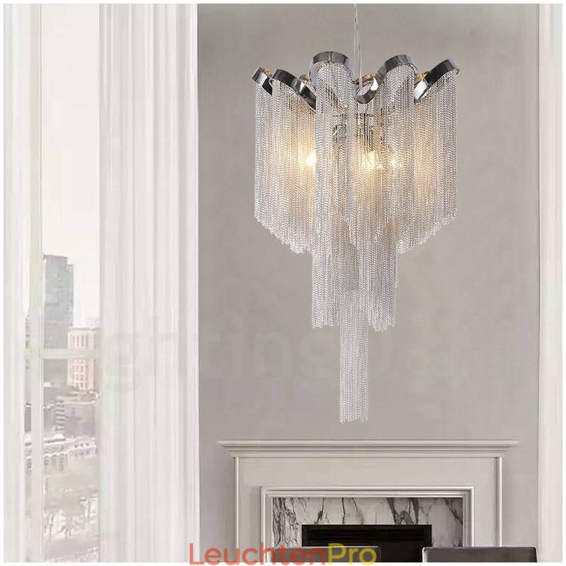 Aluminium Quasten Kronleuchter Designer Pendelleuchte Silber Farbe