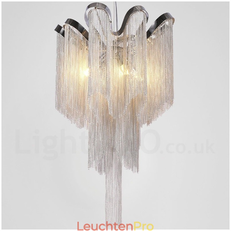 Aluminium Quasten Kronleuchter Designer Pendelleuchte Silber Farbe