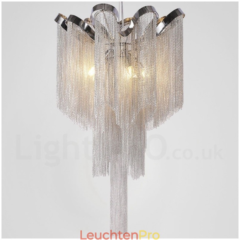 Aluminium Quasten Kronleuchter Designer Pendelleuchte Silber Farbe