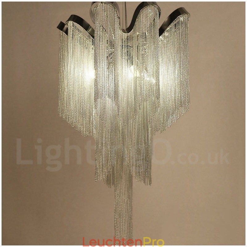 Aluminium Quasten Kronleuchter Designer Pendelleuchte Silber Farbe