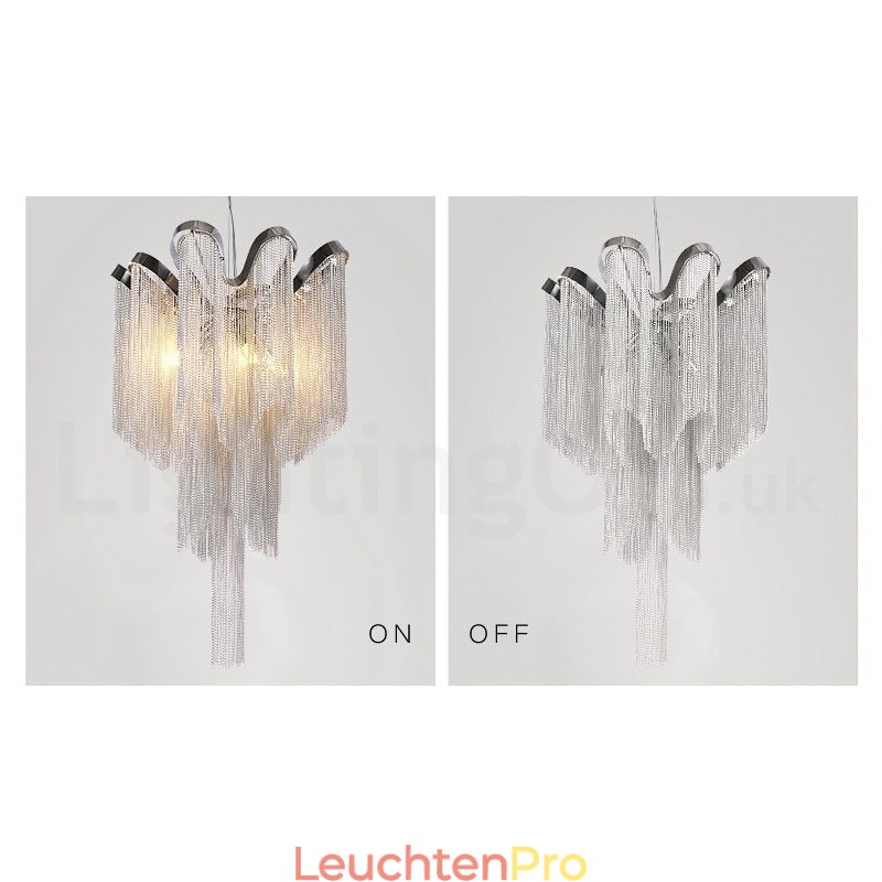 Aluminium Quasten Kronleuchter Designer Pendelleuchte Silber Farbe