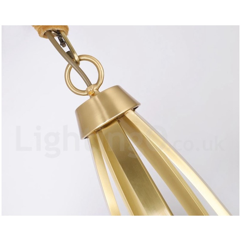 Retro Vintage Kronleuchter aus Messing mit Glasschirmen