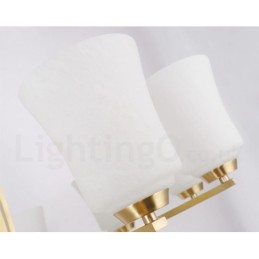 Retro Vintage Kronleuchter aus Messing mit Glasschirmen