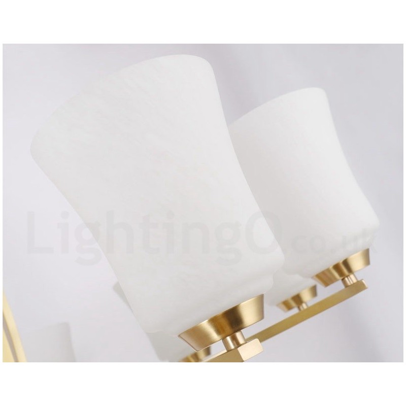 Retro Vintage Kronleuchter aus Messing mit Glasschirmen