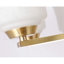 Retro Vintage Kronleuchter aus Messing mit Glasschirmen