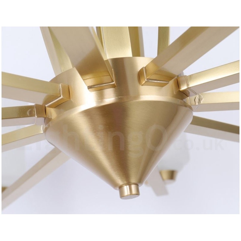 Retro Vintage Kronleuchter aus Messing mit Glasschirmen