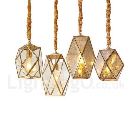 Hängeleuchte im rustikalen Lodge-Stil aus reinem Messing mit Glasschirm Hängeleuchte im rustikalen Lodge-Stil aus reinem Messing mit Glasschirm