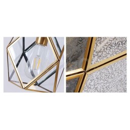 Hängeleuchte im rustikalen Lodge-Stil aus reinem Messing mit Glasschirm