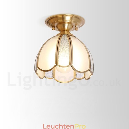 Deckenleuchte im rustikalen Lodge-Stil aus reinem Messing im nordischen Stil mit Glasschirm Deckenleuchte im rustikalen Lodge-Stil aus reinem Messing im nordischen Stil mit Glasschirm