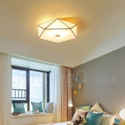 Deckenleuchte im rustikalen Lodge-Stil aus reinem Messing im nordischen Stil mit Glasschirm
