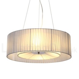 Moderne Pendelleuchte Drum mit 4 Lichtern und Stoffschirm