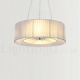 Moderne Pendelleuchte Drum mit 4 Lichtern und Stoffschirm