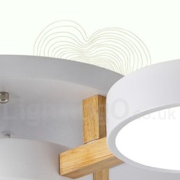 Holz-Kronleuchter, moderne zeitgenössische nordische Stil Unterputz-Deckenleuchte mit Acryl-Lampenschirm