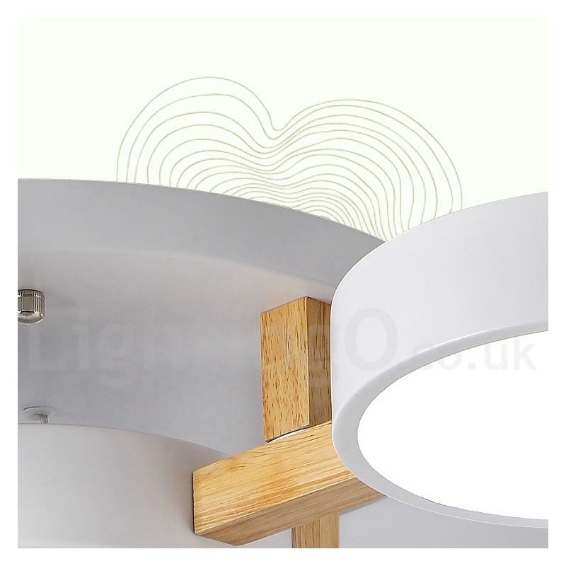 Holz-Kronleuchter, moderne zeitgenössische nordische Stil Unterputz-Deckenleuchte mit Acryl-Lampenschirm