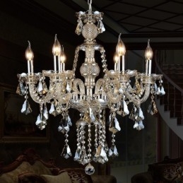 6 Lichter Retro Cognac Farbe K9 Kristall Moderner Kronleuchter