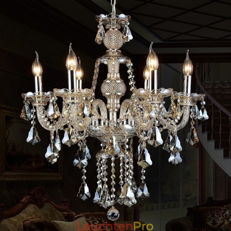 6 Lichter Retro Cognac Farbe K9 Kristall Moderner Kronleuchter 6 Lichter Retro Cognac Farbe K9 Kristall Moderner Kronleuchter
