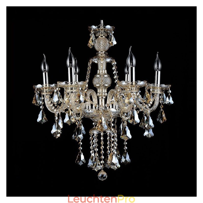 6 Lichter Retro Cognac Farbe K9 Kristall Moderner Kronleuchter
