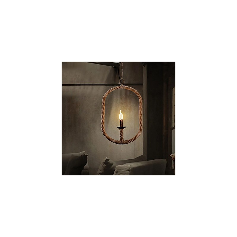 Retro 1 Lampe Hanfseil Kronleuchter Retro Landhausstil