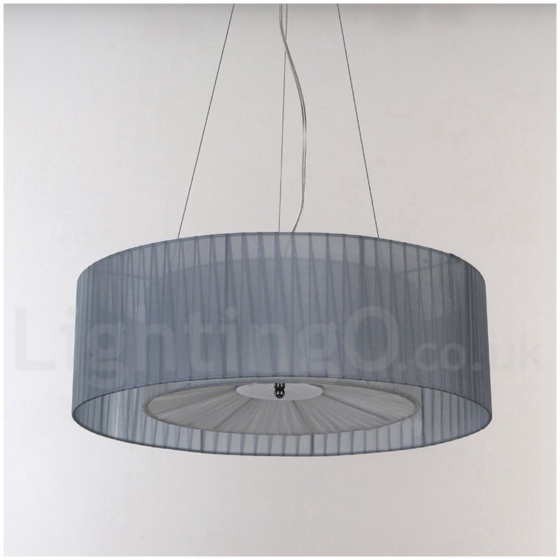 Moderne Pendelleuchte Drum mit 4 Lichtern und Stoffschirm