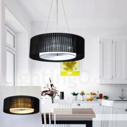 Moderne Pendelleuchte Drum mit 4 Lichtern und Stoffschirm