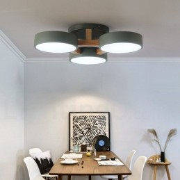 Holz-Kronleuchter, moderne zeitgenössische nordische Stil Unterputz-Deckenleuchte mit Acryl-Lampenschirm