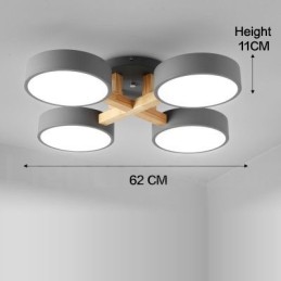 Holz-Kronleuchter, moderne zeitgenössische nordische Stil Unterputz-Deckenleuchte mit Acryl-Lampenschirm
