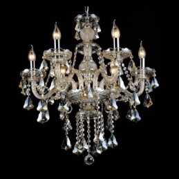 6 Lichter Retro Cognac Farbe K9 Kristall Moderner Kronleuchter