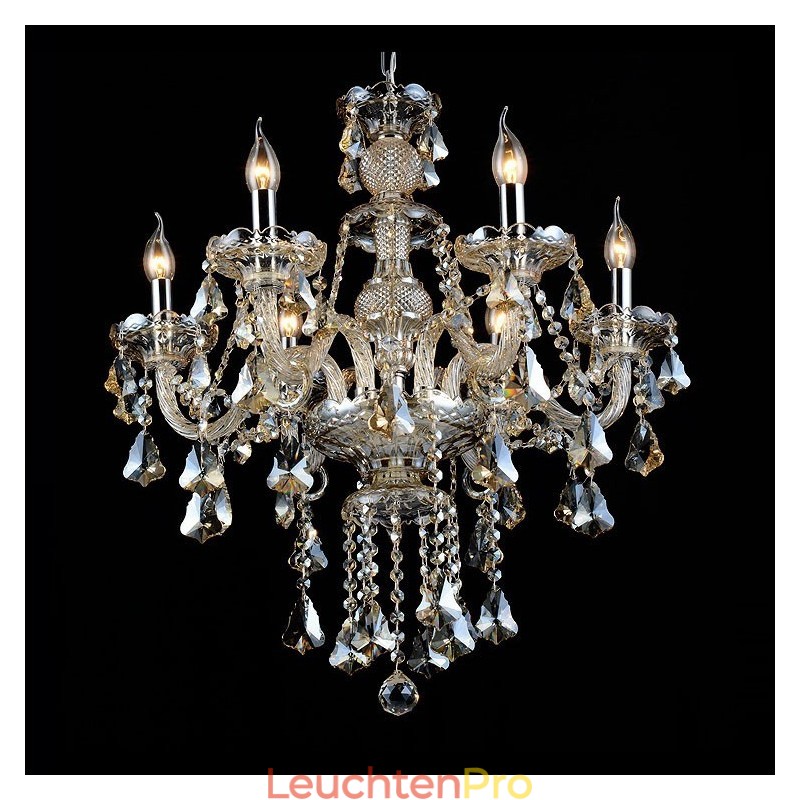 6 Lichter Retro Cognac Farbe K9 Kristall Moderner Kronleuchter