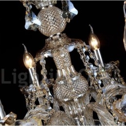 6 Lichter Retro Cognac Farbe K9 Kristall Moderner Kronleuchter