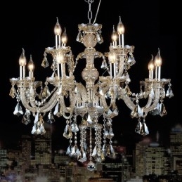 12 Lichter Retro Cognac Farbe K9 Kristall Moderner Kronleuchter