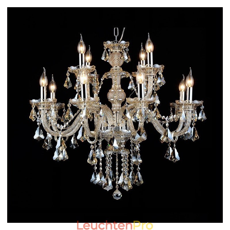 12 Lichter Retro Cognac Farbe K9 Kristall Moderner Kronleuchter