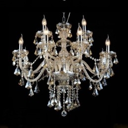 12 Lichter Retro Cognac Farbe K9 Kristall Moderner Kronleuchter