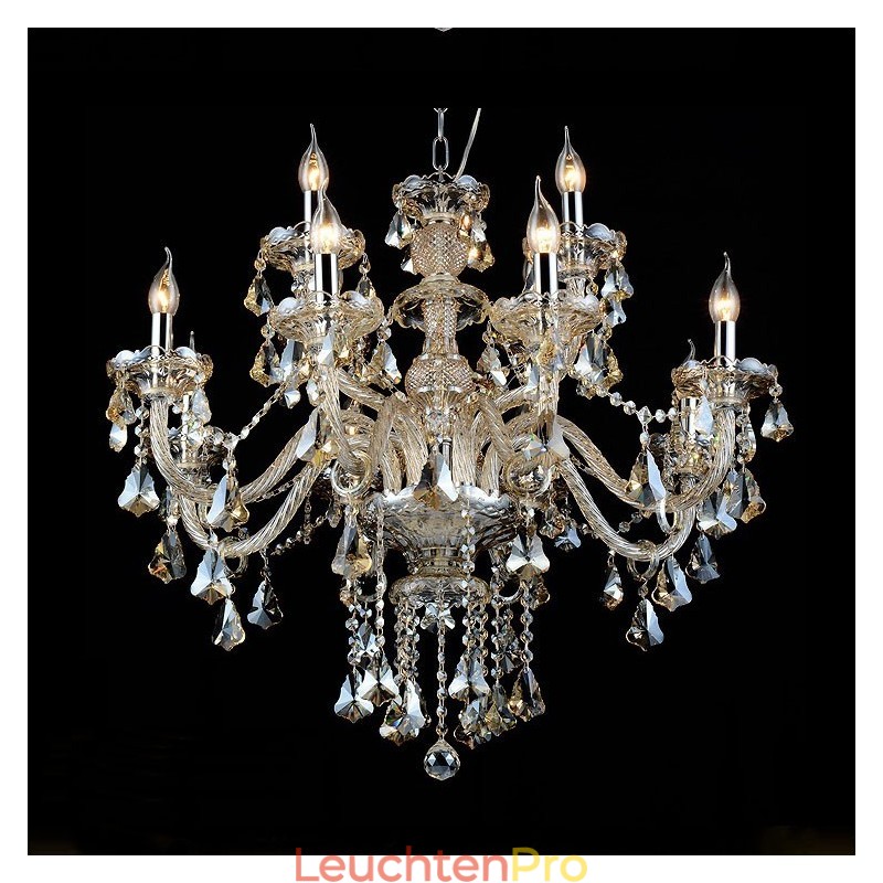 12 Lichter Retro Cognac Farbe K9 Kristall Moderner Kronleuchter