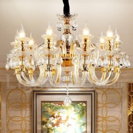 Retro-Kronleuchter aus klarem K9-Kristall in Gold