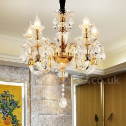 Retro-Kronleuchter aus klarem K9-Kristall in Gold