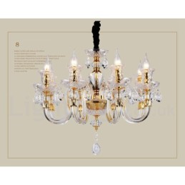 Retro-Kronleuchter aus klarem K9-Kristall in Gold
