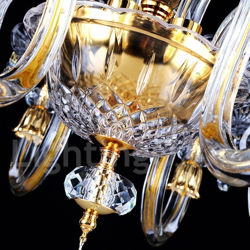 Retro-Kronleuchter aus klarem K9-Kristall in Gold