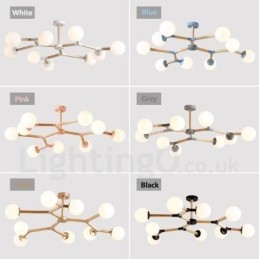 Nordic Modern Magic Bean Holz Molekular Kronleuchter aus Holz mit Glasschirmen