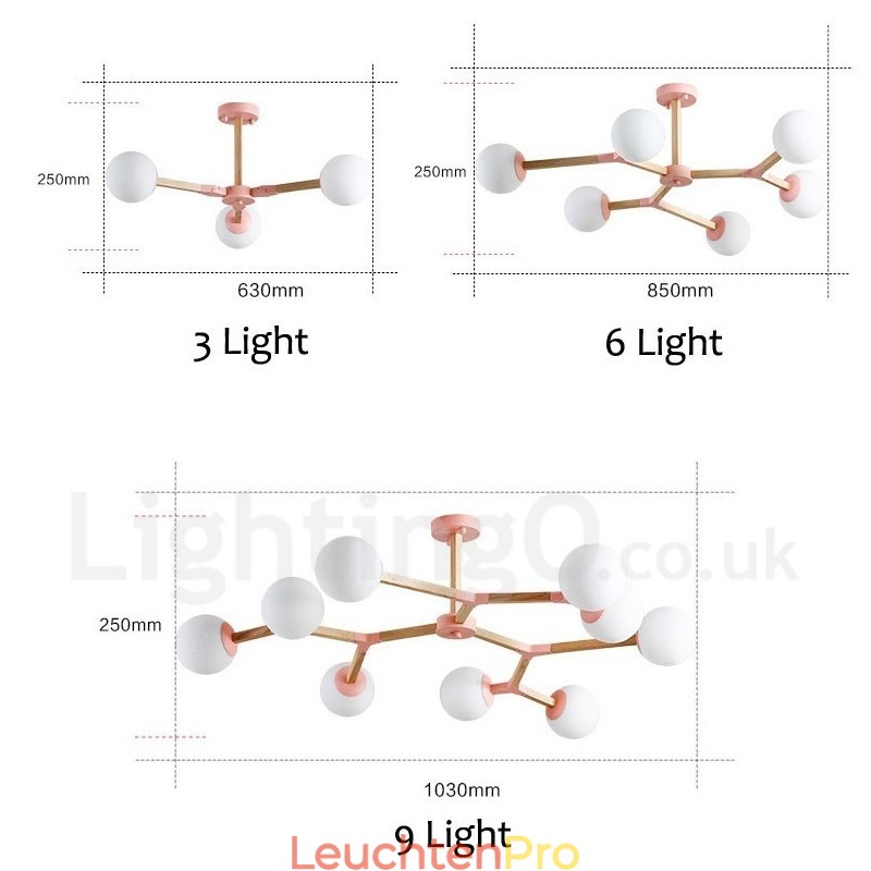 Nordic Modern Magic Bean Holz Molekular Kronleuchter aus Holz mit Glasschirmen